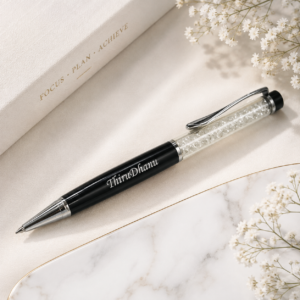 Personalized Black Crystal Pen with Custom Name | Elegant Gift for Him & Her | Wishcrafts