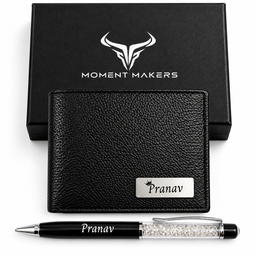 Premium Wallet + Crystal Pen Combo